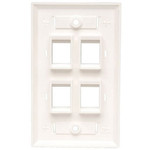 Tripp Lite Quad Outlet RJ45 Universal Keystone Face Plate / Wall Plate, White, 4-Port