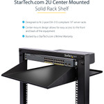 StarTech.com 2U 19" 2-Post Network Rack Shelf 20in Deep Center Mount Cantilever Tray Rackmount for AV/Data Equipment 75lb Capacity