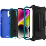 OtterBox Defender Rugged Carrying Case (Holster) Apple iPhone 14, iPhone 13 Smartphone - Rain Check (Blue)