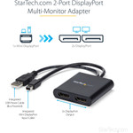 StarTech.com 2-Port Multi Monitor Adapter, Mini DisplayPort to DP MST Hub, Dual 4K 30Hz, Video Splitter for Extended Desktop Mode, Windows