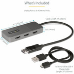 StarTech.com 3-Port MST Hub, DisplayPort to Triple 4K 60Hz HDMI, DP 1.4 Multi-Monitor Adapter, Windows Only