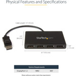 StarTech.com 4-Port DisplayPort 1.2 Splitter, DisplayPort to 4x DP Multi-Monitor Adapter, Quad 1080p 60Hz Computer MST Hub, Windows Only