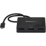 StarTech.com 3-Port USB-C Multi-Monitor Adapter, Type-C to 3x DisplayPort 1.2 MST Hub, Triple 1080p DP Display Extender/Splitter, Windows