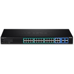 TRENDnet 28-Port Gigabit Web Smart PoE+ Switch, 24 x Gigabit Ports, 4 x Shared Gigabit Ports (RJ-45 or SFP), 185W PoE Budget, 56Gbps Switching Capacity, Lifetime Protection, Black, TPE-2840WS