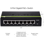 TRENDnet 8-Port Gigabit GREENnet PoE+ Switch, 4 x Gigabit PoE-PoE+ Ports, 4 x Gigabit Ports, 61W Power Budget, 16 Gbps Switch Capacity, Ethernet Unmanaged Switch, Lifetime Protection, Black, TPE-TG44G