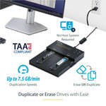 StarTech.com Standalone Dual Bay M.2 SATA/NVMe Duplicator/Eraser, HDD/SSD Cloner/Wiper, M.2 PCIe/AHCI, Hard Drive Sanitizer/Copier, TAA