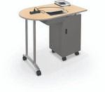 Mobile Teacher Workstation front left view with wood top.