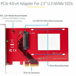 StarTech.com U.3 to PCIe Adapter Card, PCIe 4.0 x4 Adapter For 2.5" U.3 NVMe SSDs, SFF-TA-1001 PCI Express Add-in Card, TAA Compliant\n