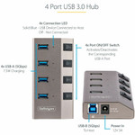 StarTech.com 4-Port Self-Powered USB-C Hub with Individual On/Off Switch, Desktop/Laptop USB-C to USB-A Hub, USB Type C Hub w/Power Supply