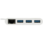 Tripp Lite 3-Port USB-C Hub with LAN Port, USB-C to 3x USB-A Ports, Gbe, USB 3.0, White