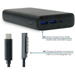 JAR Systems Adapt4 USB-C Charging Station with Active Charge Upgrade and Surface Connectors - ADAPT4-ACTIV - Desktop Charging System with Charger, 4X Power Banks, and 4 Adapter Cables