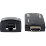 Manhattan 1080p@60Hz Compact HDMI over Ethernet Extender Kit, Extends Distances of Signal up to 60m with a Single Cat6 Ethernet Cable, Transmitter and Receiver included, Power over Cable, Ultra Slim Design, Three Year Warranty, Black