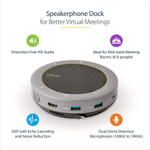 StarTech.com USB-C Speakerphone Docking Station, Mini Portable Conference Speaker/Audio Dock, VGA/4K HDMI, USB Hub, Teams/Zoom/Softphone