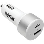 Tripp Lite Dual-Port USB Car Charger with PD Charging USB Type C (27W) & USB Type A (5V 1A/5W) UL 2089