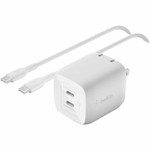 Belkin 45W Dual USB-C GaN Wall Charger for MacBook, iPhone, iPad, Galaxy & More + USB-C to USB-C Cable - White