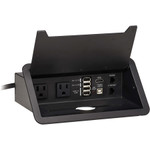 Tripp Lite Power It! 2-Outlet In-Desk Power and Charging Dock - 4x USB-A, USB-B, HDMI, RJ11, RJ45, 10 ft. Cord, Antimicrobial Protection, Black