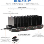 Tripp Lite 10-Port USB Charging Station with Adjustable Storage 12V 8A (96W) USB Charger Output