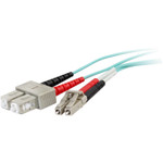 C2G 30m LC-SC 50/125 OM4 Duplex Multimode PVC Fiber Optic Cable - Aqua