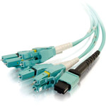 C2G 2m MPO to 4 Duplex LC Fiber Breakout Cable OM3 Riser Rated (OFNR) - Aqua