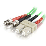 C2G-1m SC-ST 50/125 OM2 Duplex Multimode Fiber Optic Cable (Plenum-Rated) - Green
