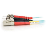 C2G 30m LC-ST 10Gb 50/125 OM3 Duplex Multimode PVC Fiber Optic Cable (USA-Made) - Aqua