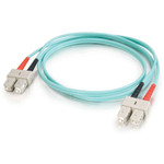 C2G 30m SC-SC 10Gb 50/125 OM3 Duplex Multimode PVC Fiber Optic Cable (USA-Made) - Aqua