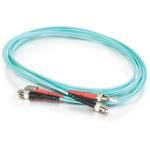 C2G-2m ST-ST 10Gb 50/125 OM3 Duplex Multimode Fiber Optic Cable (Plenum-Rated) - Aqua