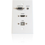 Comprehensive HDMI, VGA, 3.5mm Audio, USB-B to USB-A Pass Through Single Gang Wall Plate with Pigtails - Aluminum White