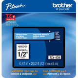 Brother TZe-535CS, 0.47" x 26.2', White on Blue Laminated Label Tape
