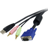 StarTech USBVGA4N1A10 4-in-1 USB VGA KVM Cable - Audio and Microphone - Keyboard / video / mouse / audio cable - 4 pin USB Type A, HD-15, mini-phone stereo 3.5 mm (M) - HD-15, mini-phone stereo 3.5 mm , 4 pin USB Type B (M) - 10 ft