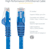 StarTech N6PATCH9BL 9ft CAT6 Ethernet Cable - Blue Snagless Gigabit - 100W PoE UTP 650MHz Category 6 Patch Cord UL Certified Wiring/TIA