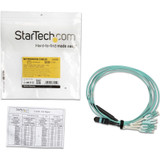 StarTech MPO8LCPL2M 2m (6ft) MTP(F)/PC to 4x LC/PC Duplex Breakout OM3 Multimode Fiber Optic Cable, OFNP, 40G, 8F Type-A