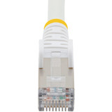 StarTech NLWH-10F-CAT6A-PATCH 10ft CAT6a Ethernet Cable, White Low Smoke Zero Halogen (LSZH) 10 GbE 100W PoE S/FTP Snagless RJ-45 Network Patch Cord