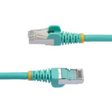 StarTech NLAQ-25F-CAT6A-PATCH 25ft CAT6a Ethernet Cable, Aqua Low Smoke Zero Halogen (LSZH) 10 GbE 100W PoE S/FTP Snagless RJ-45 Network Patch Cord