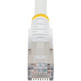 StarTech NLWH-2F-CAT6A-PATCH 2ft CAT6a Ethernet Cable, White Low Smoke Zero Halogen (LSZH) 10 GbE 100W PoE S/FTP Snagless RJ-45 Network Patch Cord