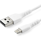 StarTech RUSBLTMM1M 3 foot/1m Durable White USB-A to Lightning Cable, Rugged Heavy Duty Charging/Sync Cable for Apple iPhone/iPad MFi Certified