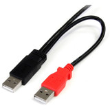 StarTech USB2HAUBY1 1 ft USB Y Cable for External Hard Drive - Dual USB A to Micro B