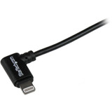 StarTech USBLT2MBR 2m (6ft) Angled Black Apple 8-pin Lightning Connector to USB Cable for iPhone / iPod / iPad