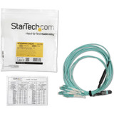 StarTech MPO8LCPL5M 5m (15ft) MTP(F)/PC to 4x LC/PC Duplex Breakout OM3 Multimode Fiber Optic Cable, OFNP, 40G, 8F Type-A