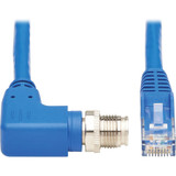 Tripp Lite NM12-604-01M-BL M12 X-Cat6 1G UTP CMR-LP Ethernet Cable (Right-Angle M12 M/RJ45 M) IP68 PoE Blue 1 m (3.3 ft.)