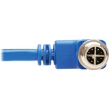 Tripp Lite NM12-604-01M-BL M12 X-Cat6 1G UTP CMR-LP Ethernet Cable (Right-Angle M12 M/RJ45 M) IP68 PoE Blue 1 m (3.3 ft.)