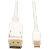 Tripp Lite P583-010 Mini DisplayPort to DisplayPort Adapter Cable 4K 60Hz (M/M) DP Latching Connector White 10 ft. (3.1 m)