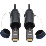 Tripp Lite P568FA-50M-W High-Speed Armored HDMI Fiber Active Optical Cable (AOC) with Hooded Connectors 4K @ 60 Hz HDR IP68 M/M Black 50 m (164 ft.)