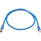 Tripp Lite NM12-6A2-01M-BL M12 X-Cat6a 10G F/UTP CMR-LP Shielded Ethernet Cable (M12 M/RJ45 M) IP68 PoE Blue 1 m (3.3 ft.)