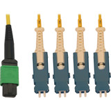 Tripp Lite N390-01M-4S-AP 40/100/400G Singlemode 9/125 OS2 Breakout Fiber Optic Cable (12F MTP/MPO-APC to 4x Duplex SN-UPC F/M), LSZH, Yellow, 1 m (3.3 ft.)