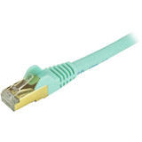 StarTech C6ASPAT5AQ 5ft CAT6a Ethernet Cable - 10 Gigabit Category 6a Shielded Snagless 100W PoE Patch Cord - 10GbE Aqua UL Certified Wiring/TIA