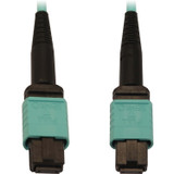 Tripp Lite N844B-02M-12-P 40/100/400G Multimode 50/125 OM3 Fiber Optic Cable (12F MTP/MPO-PC F/F) LSZH Aqua 2 m (6.6 ft.)