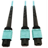 Tripp Lite N846D-05M-24BAQ 400G Multimode 50/125 OM4 Plenum Fiber Optic Cable 24F MTP/MPO-PC to (x2) 12F MTP/MPO-PC (F/F) Aqua 5 m