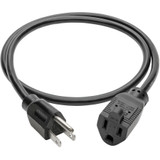 Tripp Lite Power Extension Cord NEMA 5-15P to NEMA 5-15R 10A 120V 18 AWG 3 ft. (0.91 m) Black