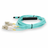 AddOn MTP-4LC-M3M-AO 3m Networks MTP-4LC-M3M Compatible MPO (Female) to 8xLC (Male) 8-Strand Aqua OM3 Fiber Fanout Cable